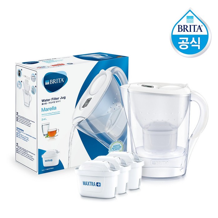 브리타 마렐라쿨 2.4L 화이트 +필터 4개월분(기본구성필터포함), 마렐라쿨 2.4L 화이트 +필터 4개월분 대표 이미지 - 브리타 추천