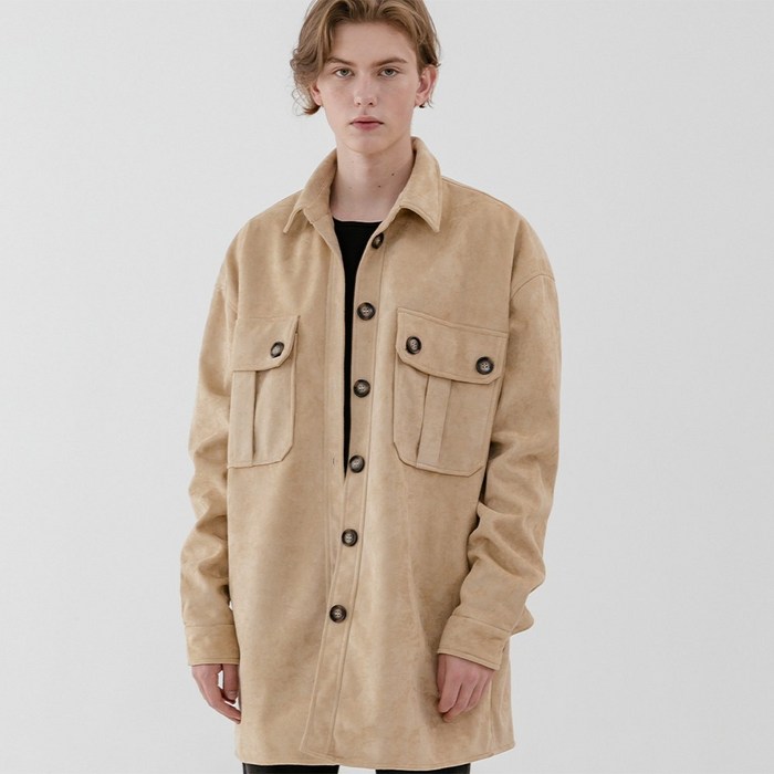 V2 Overfit suede long jacket_beige 대표 이미지 - 남자 스웨이드자켓 추천