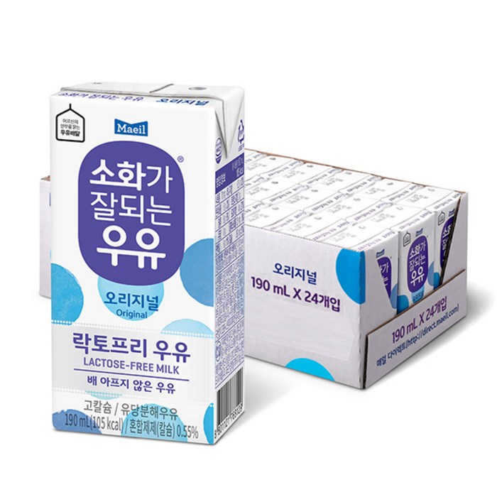 매일 소화가 잘되는 우유, 190ml, 12개 대표 이미지 - 소화 잘되는 우유 추천