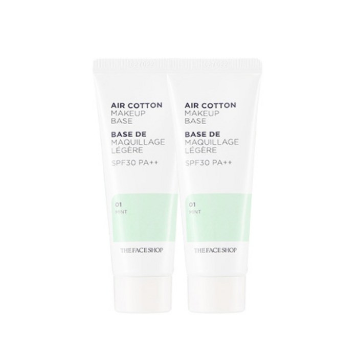 더페이스샵 에어 코튼 메이크업베이스 35ml (1+1), 01 민트, 2개