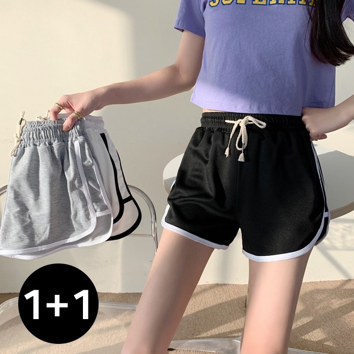 주디엘리 여성 러닝 트레이닝 스포츠 3부 반바지 1+1 대표 이미지 - 돌핀팬츠 추천