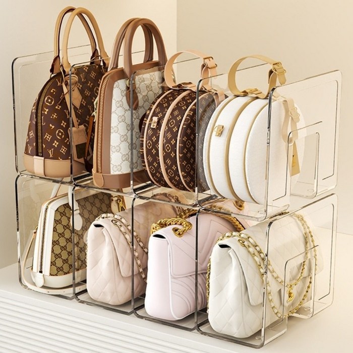 블루미르 총총 아크릴 투명 가방 정리함 핸드백 보관함, 2개, 4칸
