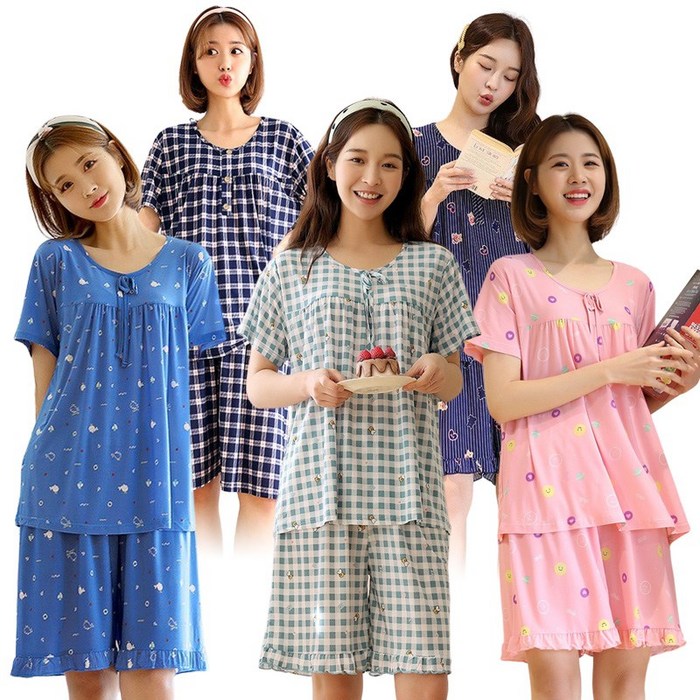시원한 냉감 반팔세트/쿨세트/마약잠옷/홈웨어 대표 이미지 - 돌핀팬츠 추천