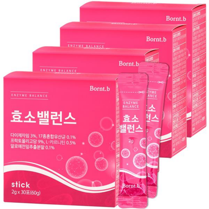 본트비 효소 밸런스 소화효소 5종 모유유산균 함유 맛있는 석류맛, 2g, 4박스 대표 이미지 - 맛있는 효소 추천