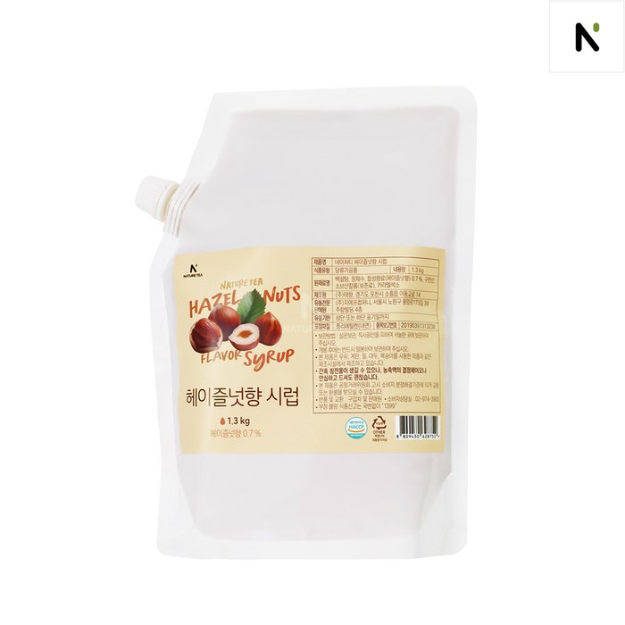 네이쳐티 대용량 시럽 1.3kg 바닐라/헤이즐넛향/카라멜 3종, 네이쳐티 헤이즐넛향 시럽 대표 이미지 - 아가베 시럽 추천