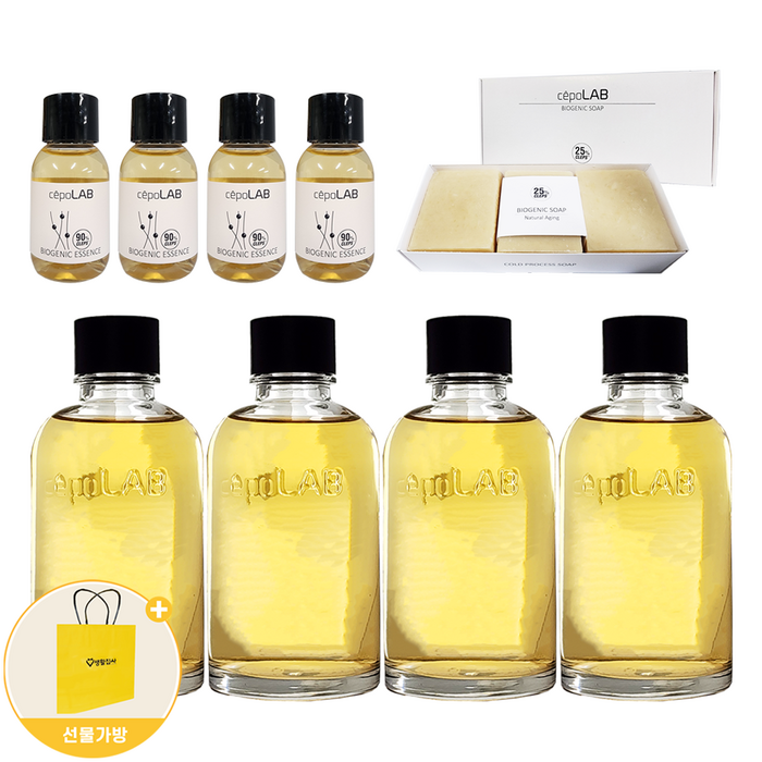 [생활집사 세포랩set] 세포랩 바이오제닉 에센스 155ml x 4 + 30ml x 4 + 세포랩 바이오제닉 솝 x 3 + 생활집사 선물가방 세포랩패키지 선물세트