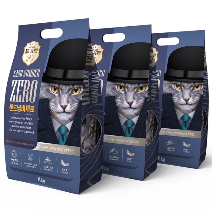 레옹펫 샌드넘버제로 벤토나이트 고양이모래, 6kg, 3개, 무향
