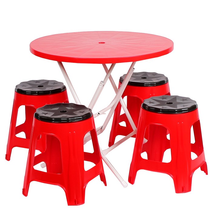 지오리빙 포장마차 테이블 의자 세트, 원형+회전(레드) 대표 이미지 - 포차 테이블 추천