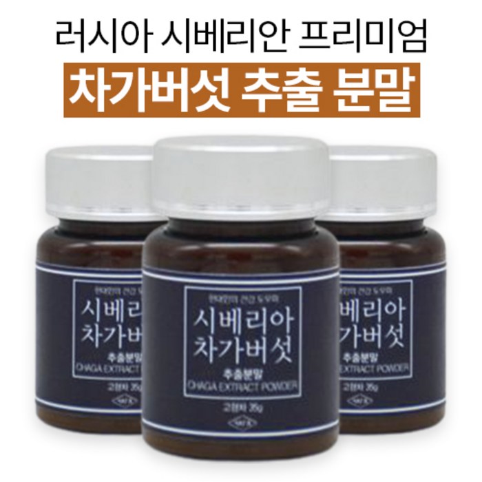 프리미엄 러시아산 시베리아 차가버섯 추출 분말 러시아 100% 차가 고농축 가루 차 효능 먹는방법 끓이는법, 35g x 4개 대표 이미지 - 러시아 차가버섯 분말 추천