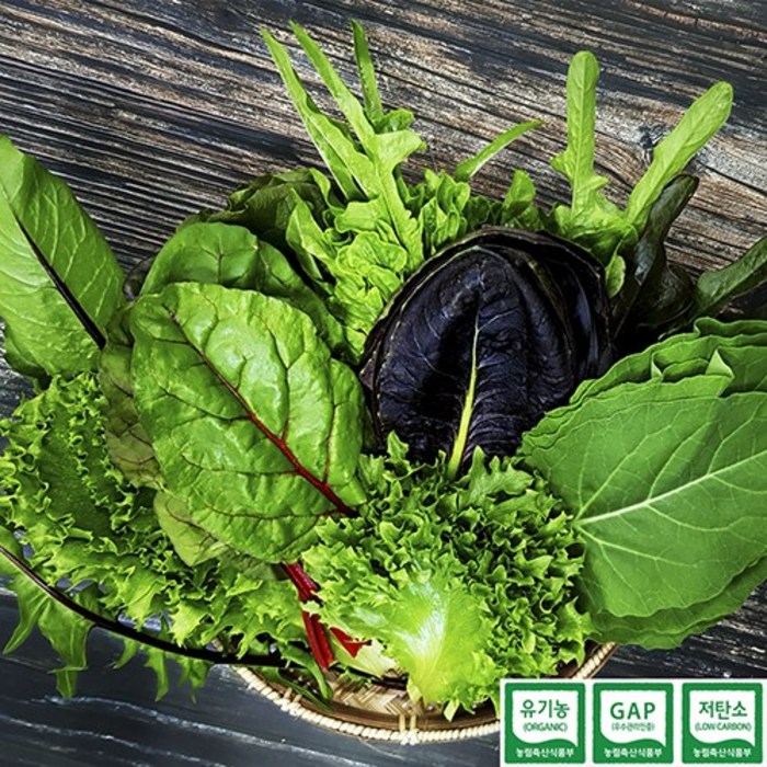 당일수확 친환경 GAP 유기농 모듬 샐러드 채소 600g 1kg, 유기농 샐러드 채소 600g
