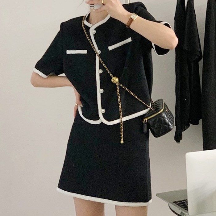 투피스 세트 반팔 여성 자켓 미니 스커트 여름 셋업 대표 이미지 - 여자 여름 정장 추천