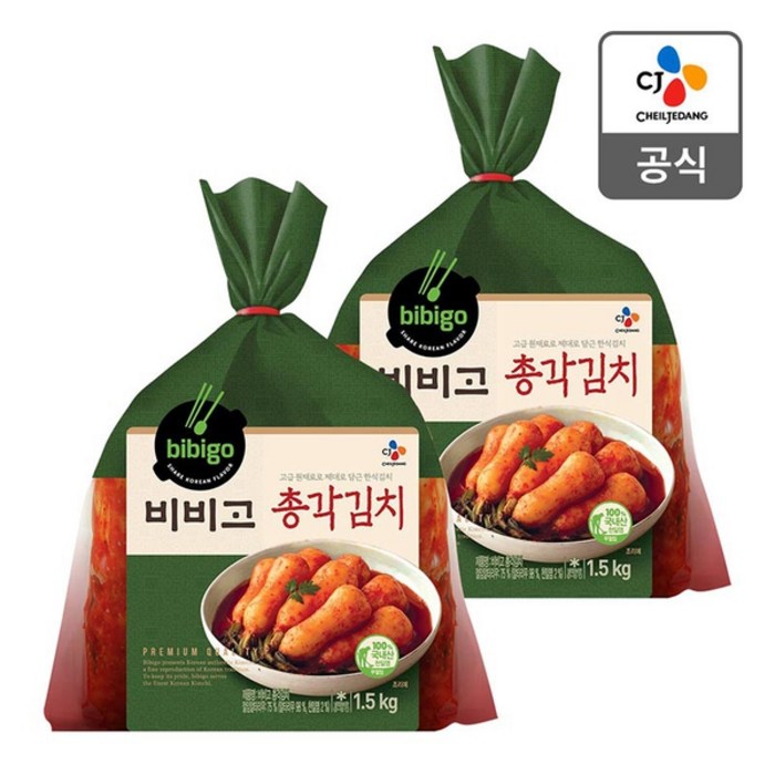 비비고 총각김치 1.5kgx2팩, 2팩, 상세설명 참조 대표 이미지 - 깍두기 추천