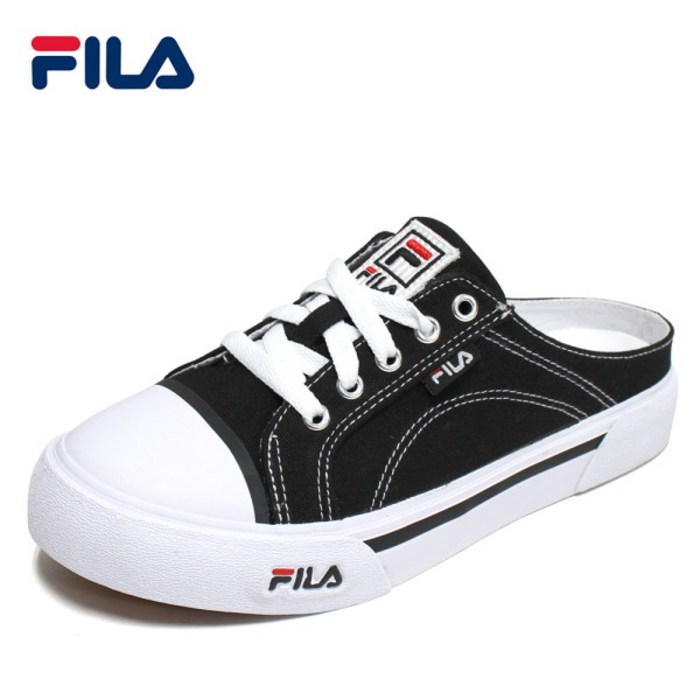 [휠라(FILA)] 휠라 꼬모 뮬 블랙 남자 여자 캔버스 스니커즈 운동화 슬리퍼 1XM00 대표 이미지 - 휠라 뮬 추천