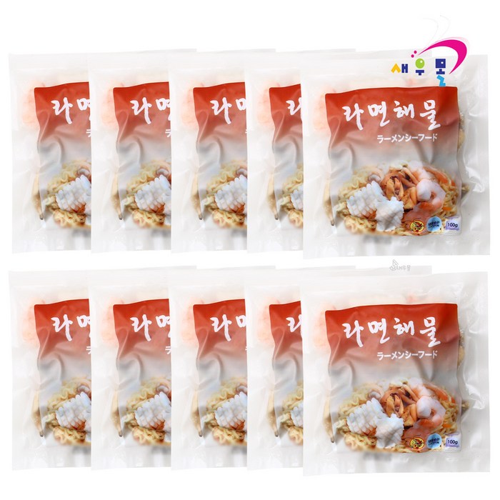 새우몰 새우오징어 포함된 라면해물모듬 1kg (100g x 10팩), 100g, 10개 대표 이미지 - 해물 파스타 추천