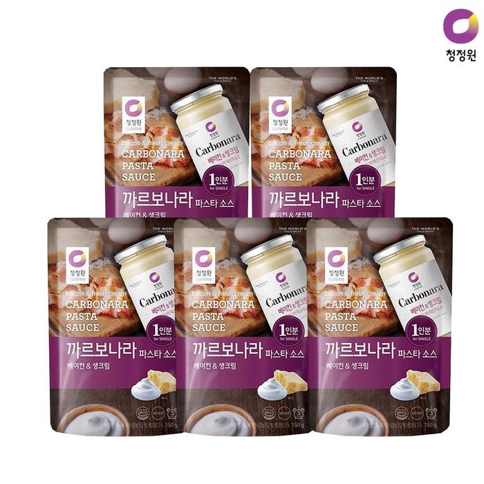 청정원 까르보나라 파스타 소스 150gX5봉, 5봉 대표 이미지 - 알리오올리오 추천