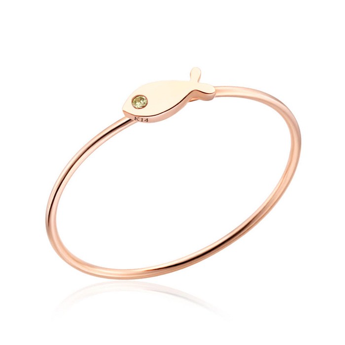 [비앤비골드]14K18K 물고기 탄생석 1mm 8월 페리도트 텐션링 반지 NPR29263 대표 이미지 - 18k 반지 추천