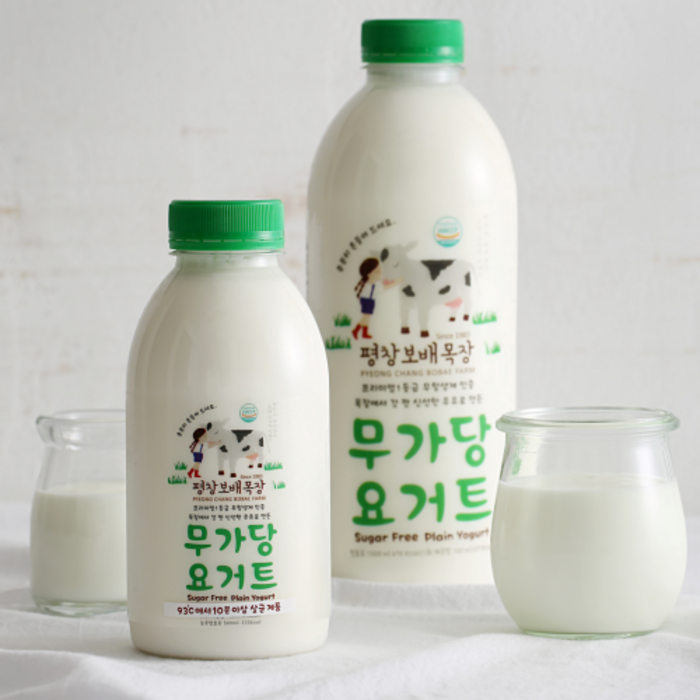 평창보배목장 무가당요거트 플레인 무설탕 요거트 500ml 1000ml 대표 이미지 - 저지방 요거트 추천