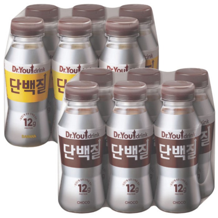 닥터유 드링크 단백질 초코맛 240ml x 6p + 바나나맛 240ml x 6p 세트, 1세트 대표 이미지 - 닥터유 추천