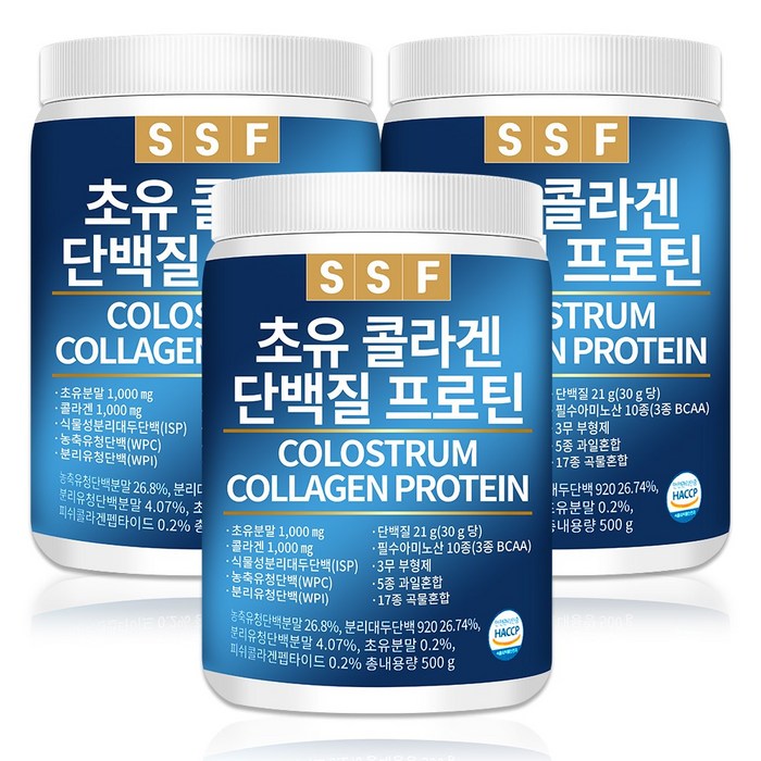 순수식품 초유 콜라겐 단백질 프로틴 쉐이크 3통(1500g) 파우더 분말 가루 보충제, 500g, 3통 대표 이미지 - 콜라겐 단백질 추천