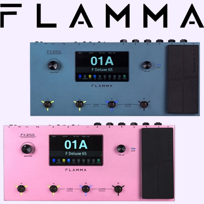 Flamma 플라마 모델링 기타 멀티 이펙터 페달 어댑터포함 FX200 핑크 그레이 대표 이미지 - 플라마 FX200 추천