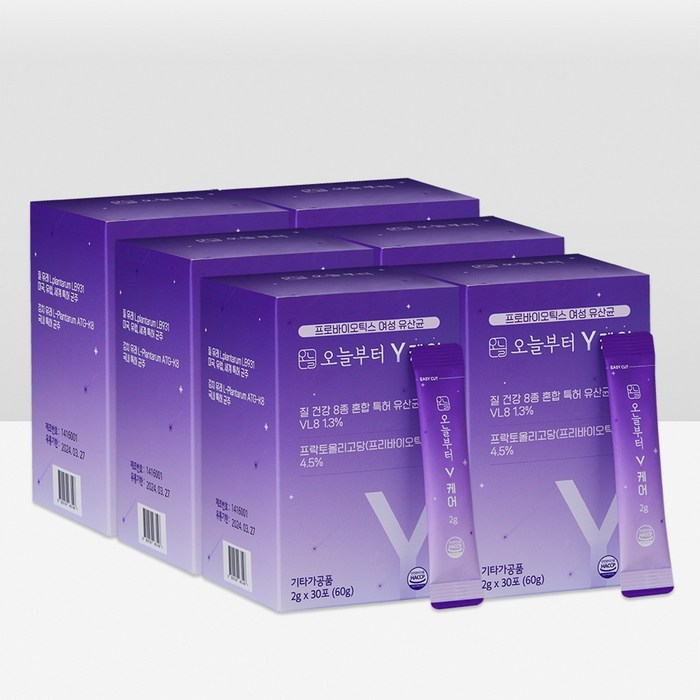 오늘부터 Y케어 질 유래 특허 여성유산균, 6개, 60g 대표 이미지 - 가르니시아 유산균 추천