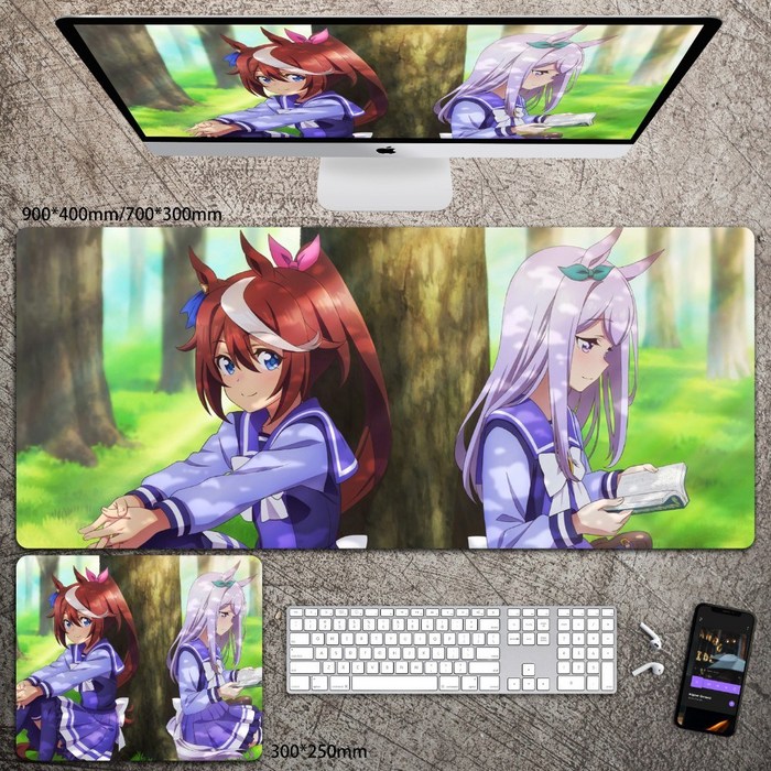 우마무스메 대형 마우스 장패드 긴 빅사이즈 키보드 책상 데스크 패드, 300x250mm + 3mm개, AZ 대표 이미지 - 우마무스메 장패드 추천