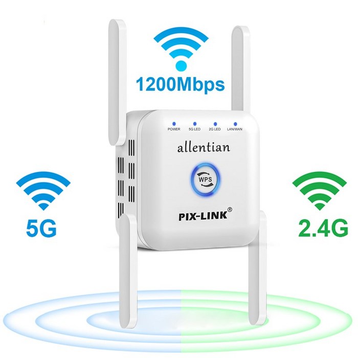 가정용 WiFi 확장기 신호 부스터 1200Mbps 인터넷 부스터 2.4 및 5GHz 듀얼 밴드 무선 신호 증폭기 리피터 WAN/LAN 포트, LV-AC24, 하얀 대표 이미지 - 와이파이증폭기 추천