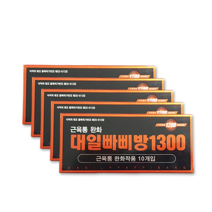 대일 빠삐방 1300 의료용 자기발생기 파스 10개입 X 5box 총50개, 5팩, 10개 대표 이미지 - 파스 추천