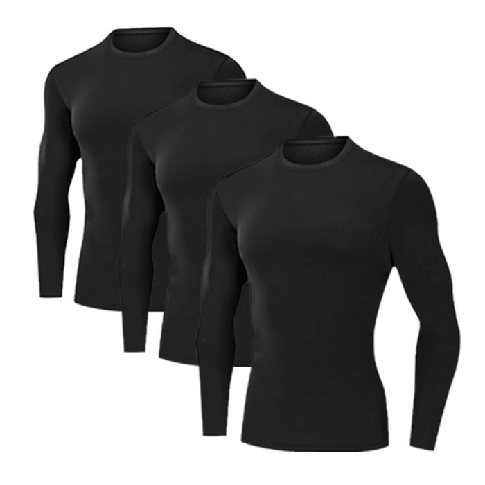 SUB22 남성용 긴팔 무지 이너웨어 냉감 기능성티 상의 3장 세트