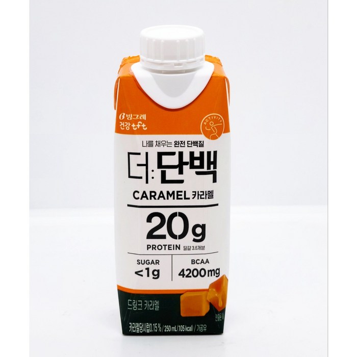 빙그레 더단백 드링크 카라멜, 18개입, 250ml 대표 이미지 - 마시는 프로틴 추천