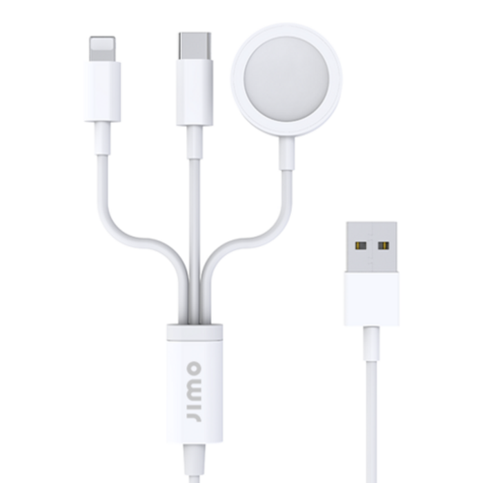 지모 아이폰 애플워치 3in1 멀티 충전 케이블 USB-A타입, 1개, 화이트(A타입) 대표 이미지 - 3in1 충전기 추천