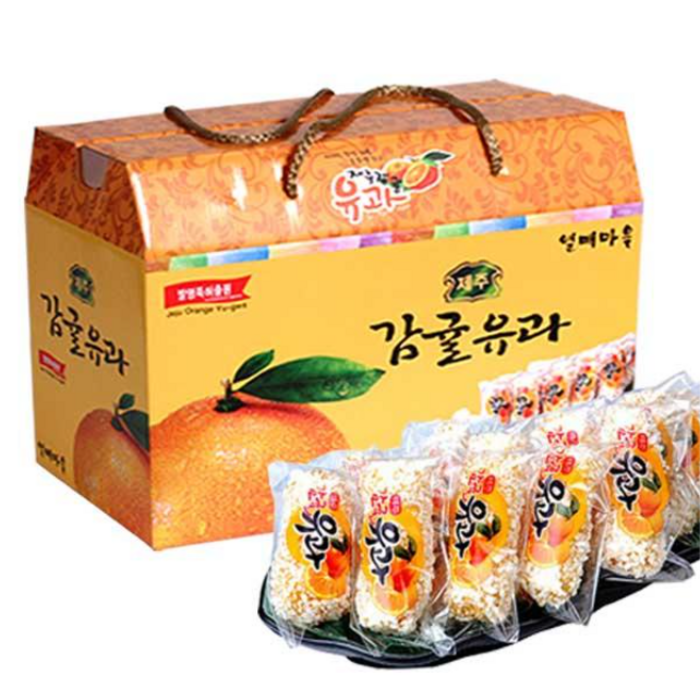 제주 감귤유과/감귤한과 선물세트, 1. 감귤유과 500g (개별포장, 1개 대표 이미지 - 꿀타래 추천