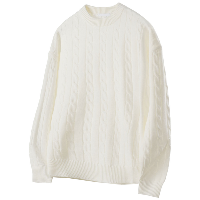 팀스핏 남성용 워셔블 빅사이즈 오버핏 꽈배기 라운드 니트 티셔츠