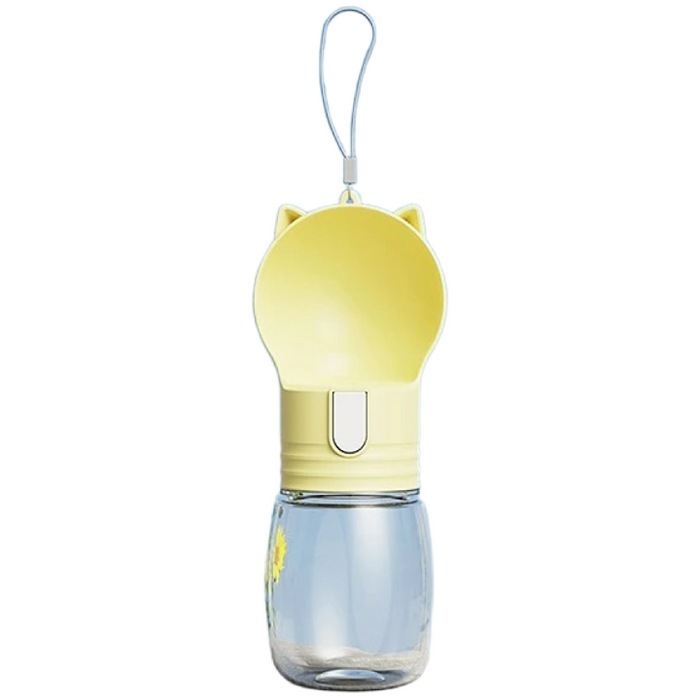 라이프앤비 강아지 휴대용 물통 원터치 펫물병 강아지 고양이 애견 물통 외출용품, 1개, 옐로우350ml