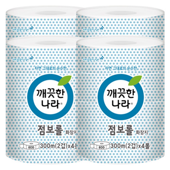 깨끗한나라 ECO 점보롤 화장지 300m, 4개입, 4개 대표 이미지 - 점보롤 화장지 추천