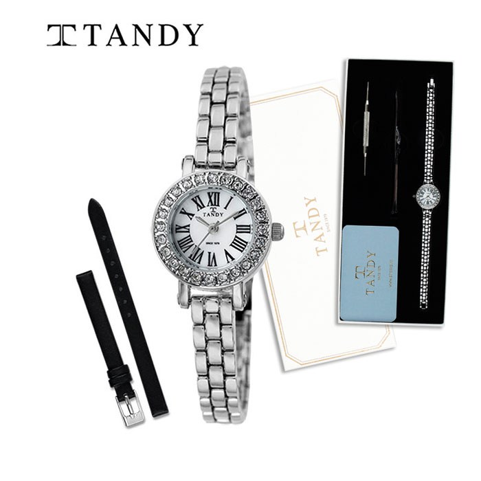 탠디 TANDY 여성용 메탈시계 4017 실버 (가죽밴드+교체공구포함)-탠디쇼핑백 증정 대표 이미지 - 탠디 시계 추천
