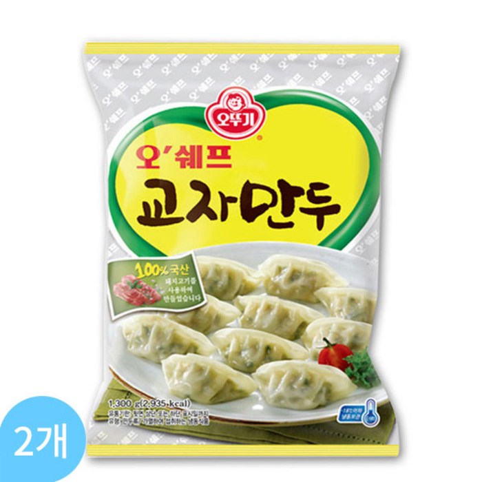 오쉐프 오뚜기 교자만두 1.3kg x 2봉, 1개, 1300g 대표 이미지 - 찐만두 추천