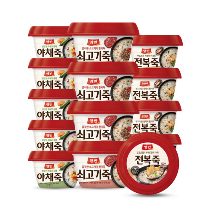동원 양반쇠고기죽285g*5개+양반야채죽285g*5개+양반전복죽285g*5개, 1세트 대표 이미지 - 맛있는 죽 추천