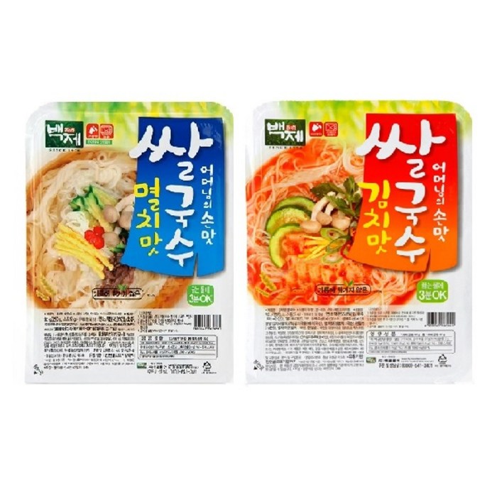 백제 쌀국수 멸치맛15개+김치맛15개 한박스, 92g, 30개 대표 이미지 - 국수 추천