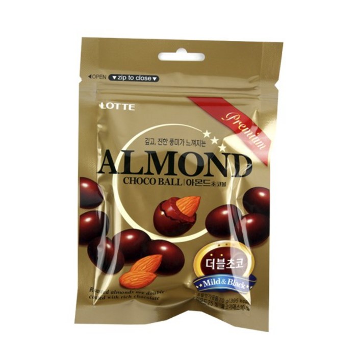 (5개+1개) 롯데 아몬드초코볼 초콜릿 70g, 6개 대표 이미지 - 초콜릿 추천