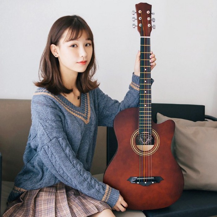 38인치 고퀄리티 어쿠스틱기타 클래식통기타 포크기타 초보 입문용 남여공용, 베이지, SD108 대표 이미지 - 낙원상가 기타 추천