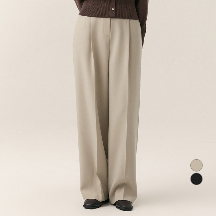 로엠 여성용 턱 세미와이드 슬랙스