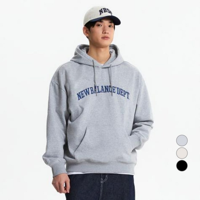 뉴발란스 남녀공용 유니 에센셜 레터링 오버핏 후드티 NBN0F11103