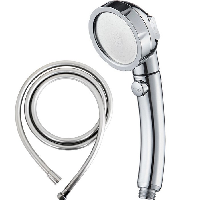 리빙이프 3단 온오프 강력 절수 샤워기 + 튜브형 샤워호스 2m 세트