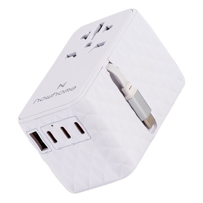 나우홈 USB 5포트 PD PPS 85W 여행용 멀티탭 에브리웨어  파우치 세트, 스노우 화이트, 1세트