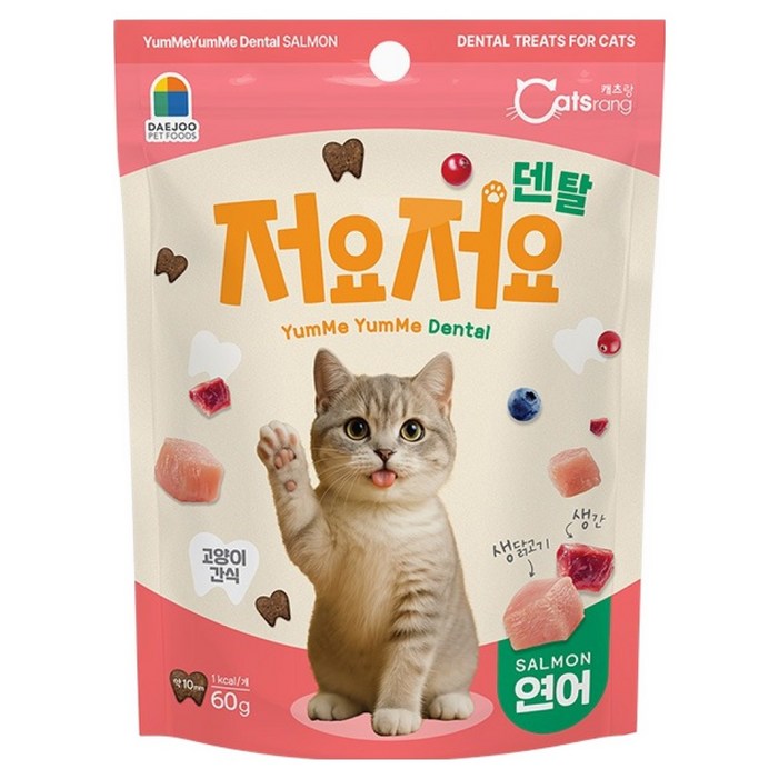 캐츠랑 고양이 저요저요 덴탈 간식, 연어, 60g, 1개