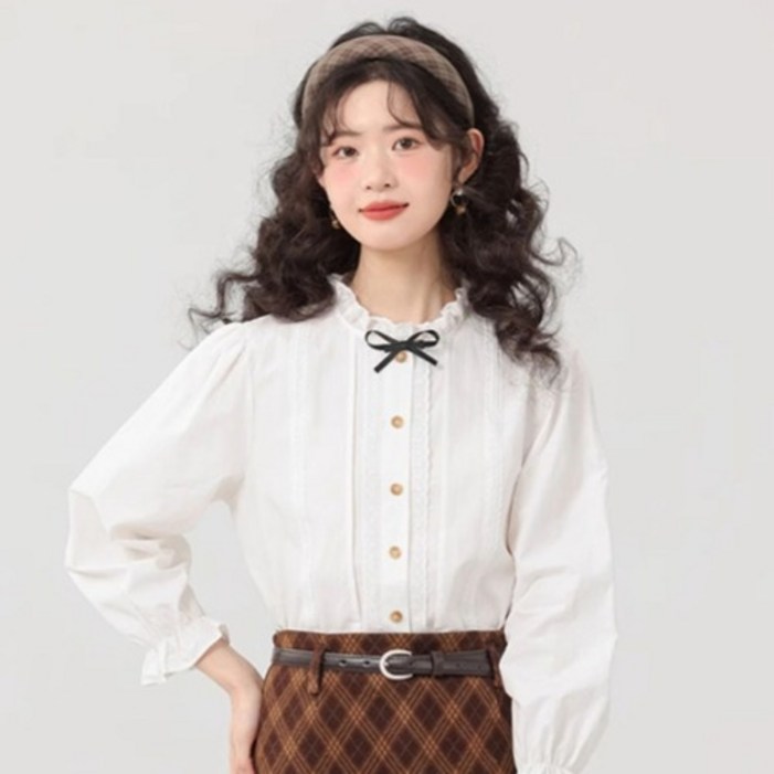 루나걸 여성용 모라딘스 리본 블라우스 L26SPBL112108