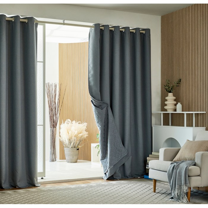 모던하우스 ON 뉴포시즌 패딩 탈부착 3중방한 3도씨 커튼, 블루그레이