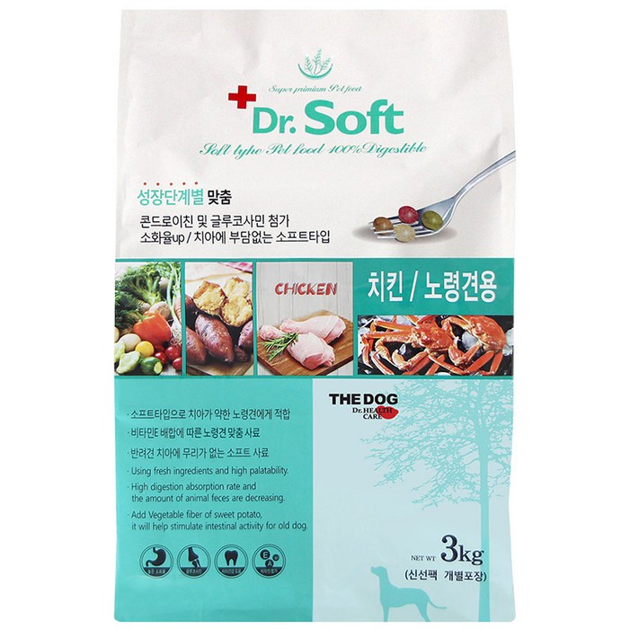 더독 노령견용 닥터 소프트 사료, 닭, 3kg, 1개 더독 노령견용 닥터 소프트 사료, 닭, 3kg, 1개