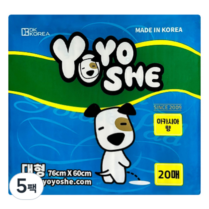 요요쉬 강아지 배변패드 스카이 아카시아향, 20개입, 5개